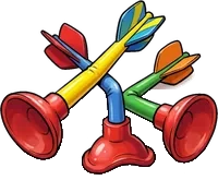 Suction-cup darts (not unlocked yet) : Throwing weapon, 5 damage, reduces the opponent's dodge, can be used 4 times. Suction-cup darts